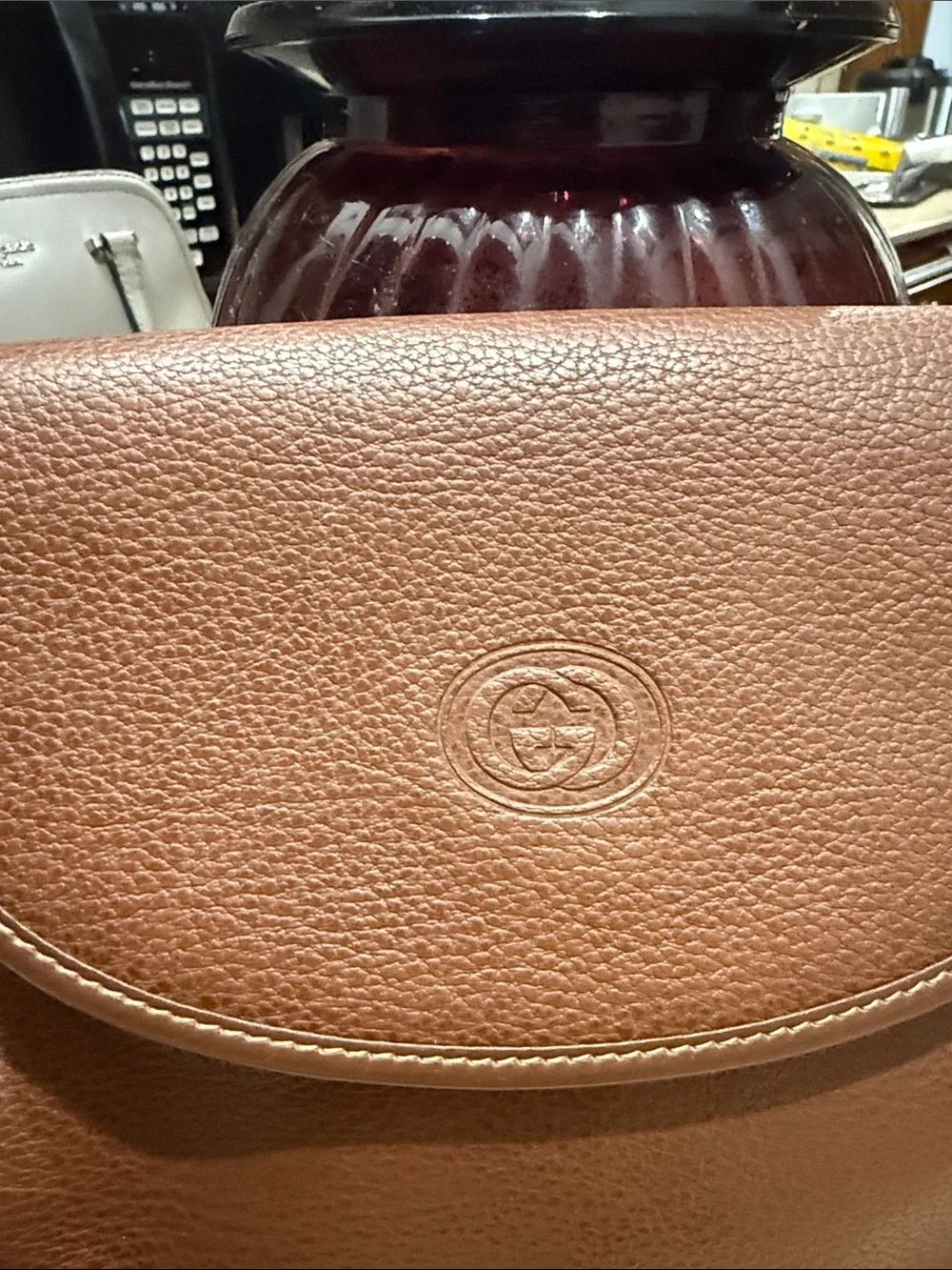 Gucci Brown Pebbled Leather Saddle Crossbody Bag - Picture 2 of 16
